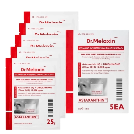 Dr.Melaxin - Astaxanthin Whitening Ampoule Mask - Sada rozjasňujících plátýnkových masek s astaxanthinem - 5x25g