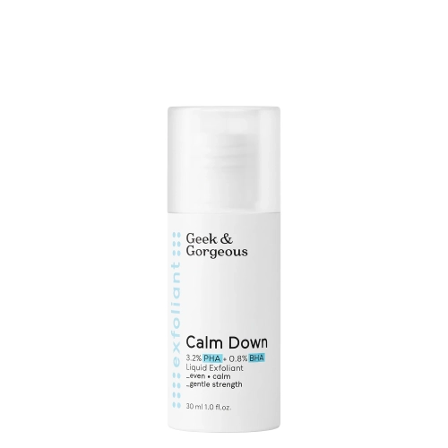 Geek & Gorgeous - Calm Down - Jemný peeling pro citlivou pleť s PHA a BHA kyselinami - 30 ml