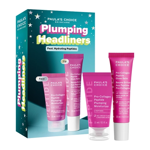 Paula's Choice -  Plumping Headliners - Sada na obličej a rty s peptidy - Hydratační krém 15ml + Balzám na rty 15ml
