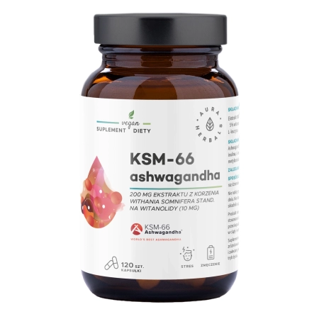 Aura Herbals - Ashwagandha KSM-66 Kořen 200 mg - Kapsle - 120 ks.