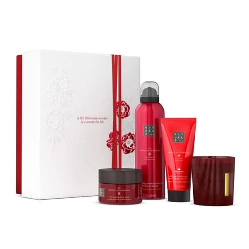 Rituals - The Ritual of Ayurveda Gift Set M - Dárková sada - Tělový peeling 125g+ Sprchová pěna 200ml + Tělový krém 100ml + Vonná svíčka 140g