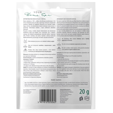 Apis - Antioxidační Matcha plátýnková maska - 20 g