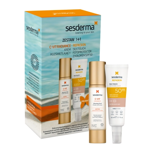 sesderma - C-VIT Radiance + Repaskin Silk Touch Color SPF50 - Sada produktů na obličej - Rozjasňující krém 50ml + Tónovací krém 50ml