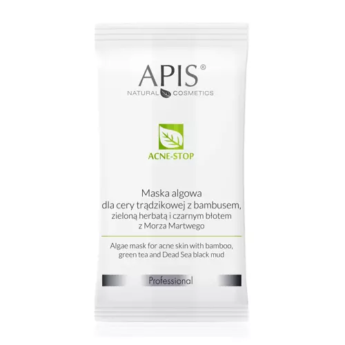 Apis - Professional - Acne-Stop - Alginátová maska pro aknózní pleť s bambusem, zeleným čajem a bahnem z Mrtvého moře - 20 g