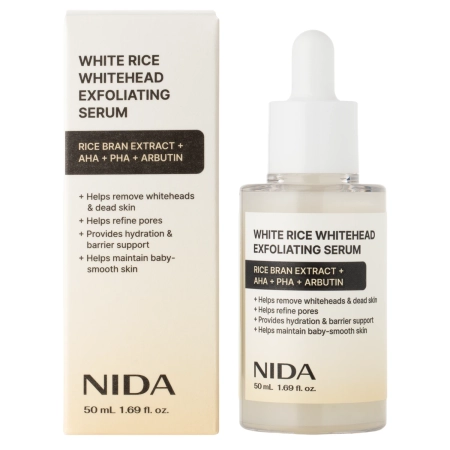 NIDA - White Rice Whitehead Exfoliating Serum - Exfoliační sérum na obličej s extraktem z bílé rýže - 50 ml