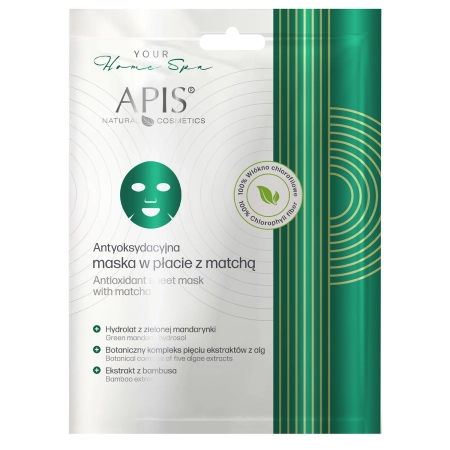 Apis - Antioxidační Matcha plátýnková maska - 20 g