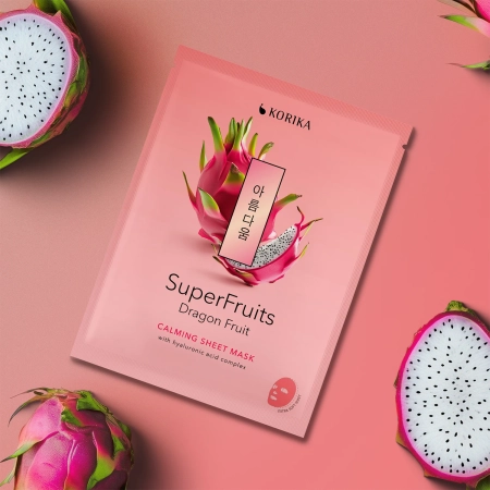 KORIKA - Superfruits Calming Sheet Mask Dragon Fruit - Zklidňující plátýnková maska na obličej - 1 ks/25 g