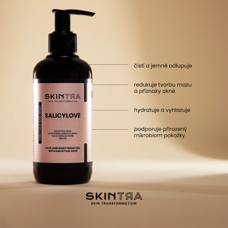 SkinTra - Salicylove - Čisticí gel na obličej a tělo s kyselinou salicylovou - 250 ml 