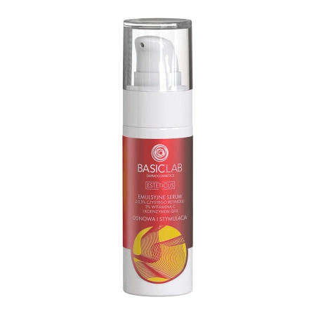 BasicLab - Esteticus - Obnova a stimulace - Sérum v emulzi s 0,3 % čistého retinolu, 3 % vitamínu C a koenzymem Q10 - 30 ml