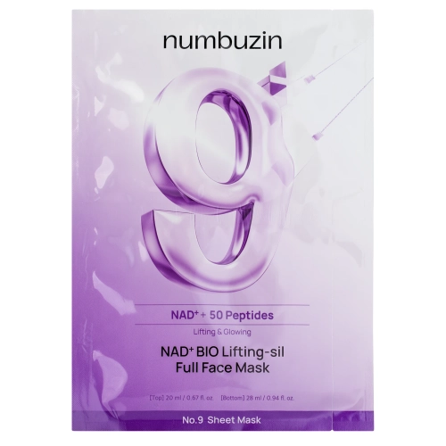 Numbuzin - No.9 NAD Bio Lifting Full Cover Facial Mask - Liftingová pleťová maska s koenzymem NAD - 26 ml