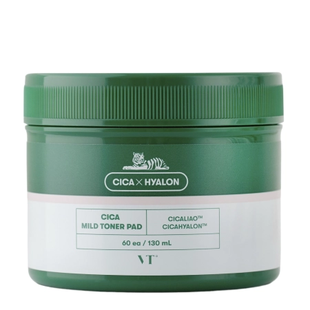 VT Cosmetics - CICA Mild Toner Pad - Exfoliační polštářky na obličej s centelou a kyselinou salicylovou - 60ks/130ml