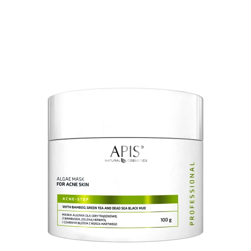 Apis - Professional - Acne-Stop - Algae Mask for Acne Skin with Bamboo, Green Tea and Dead Sea Black Mud - Alginátová maska s bambusem a zeleným čajem pro problematickou pleť - 100 g