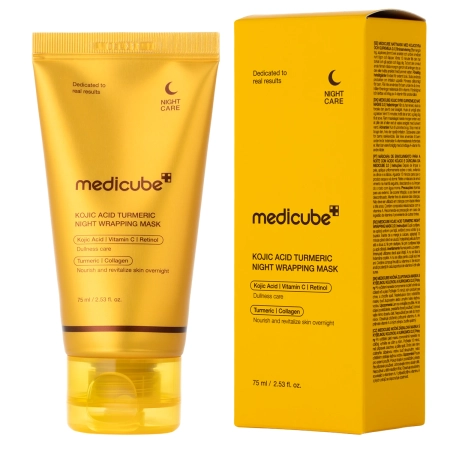Medicube - Kojic Acid Turmeric Night Wrapping Mask - Celonoční vyhlazující maska s kyselinou kojovou - 75 ml