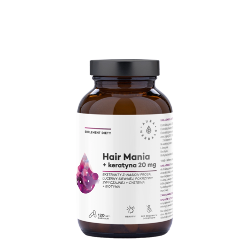 Aura Herbals - Hair Mania + Keratin 20 mg - Kapsle - 120 ks