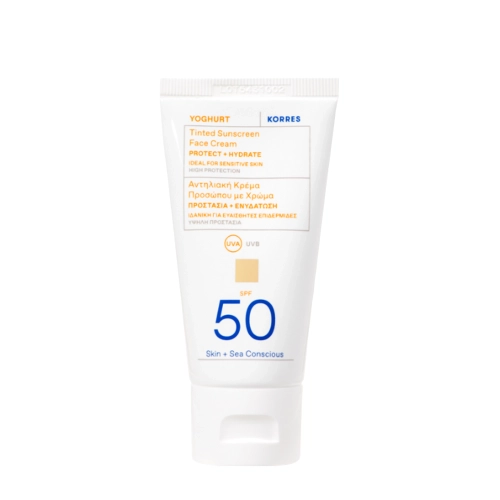Korres - Yoghurt Tinted Sunscreen Face Cream SPF50 - Tónovací opalovací krém na obličej - 50 ml
